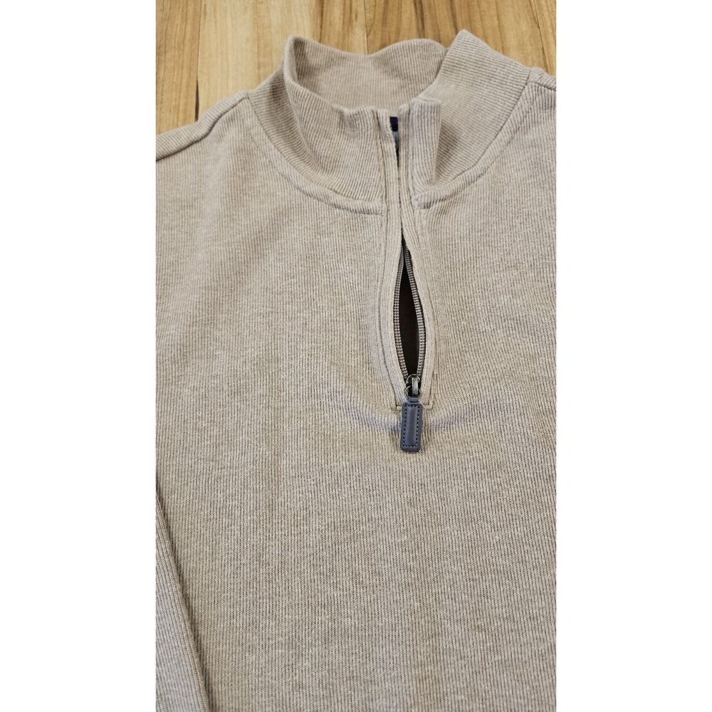 US Polo Assn. Men's Textured Quarter Zip Sweater Sz Large Tan / Brown - Picture 5 of 12
